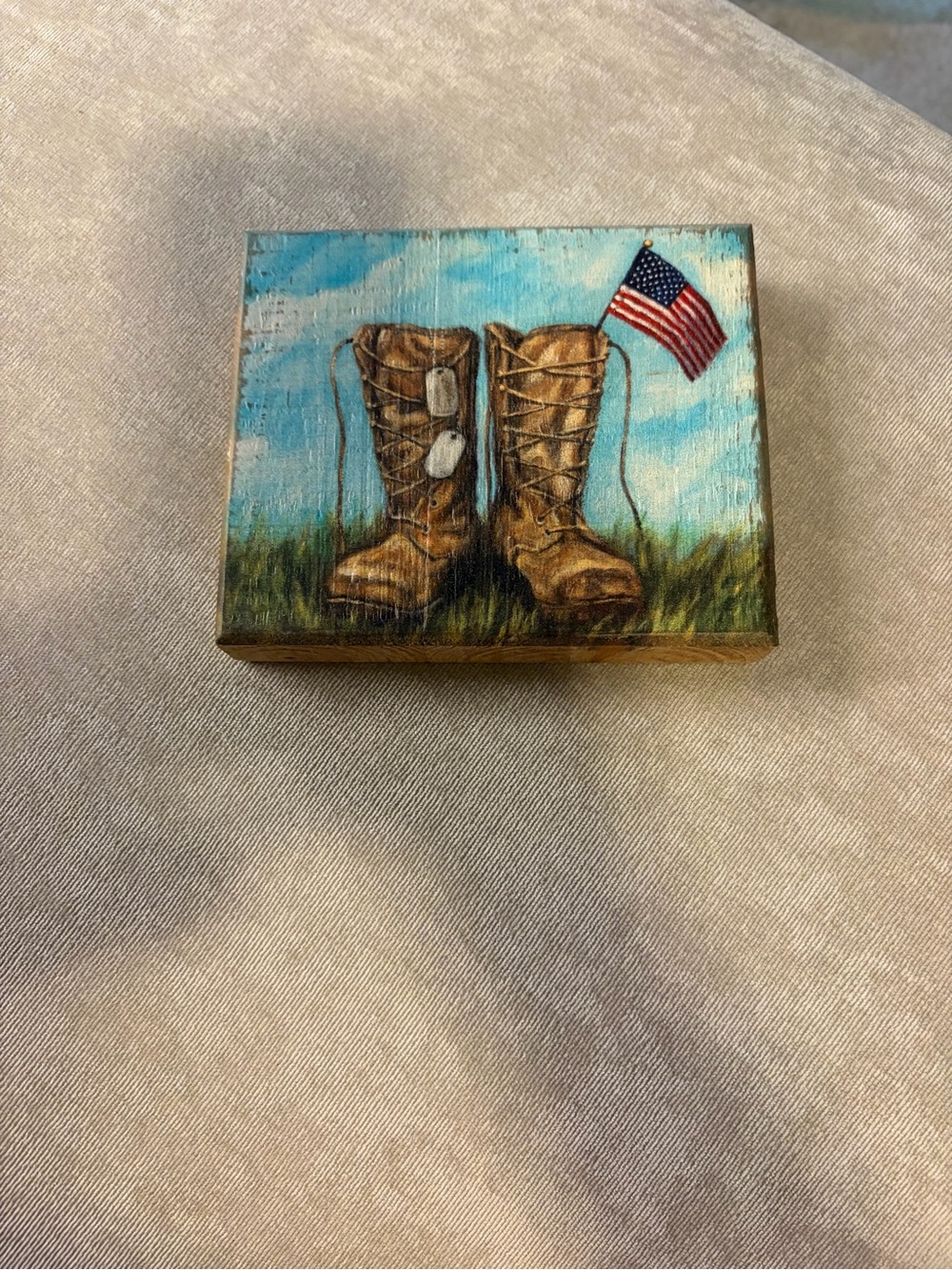 Patriotic Military Boots Decorative Wooden Sign